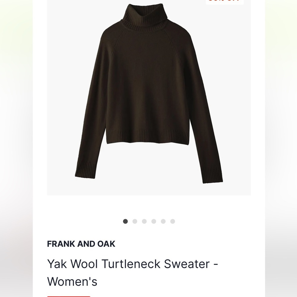 Frank & Oak green wool sweater (size XS)
